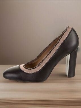 Ulla Johnson Elise Lamb Ruffle Trim Detail Black Leather Pumps NIB~39